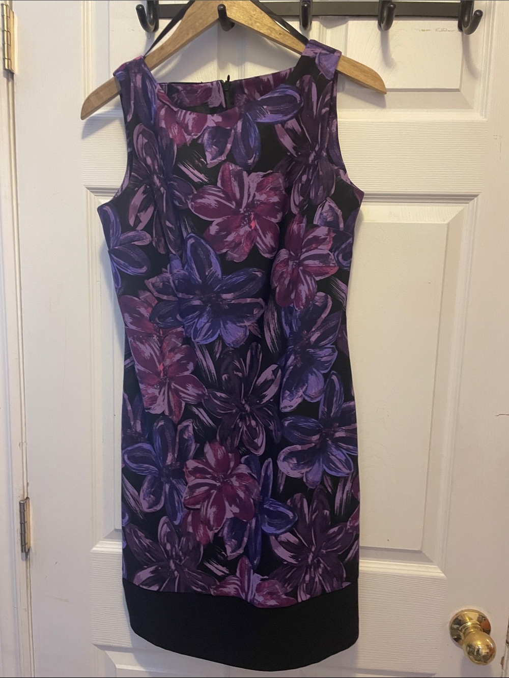 AB Studio Black Dress with Purple Floral Print